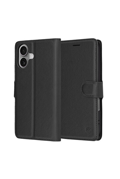 Stef's Cat Husa pentru iPhone 17, Stef's Cat, Leather Folio, negru