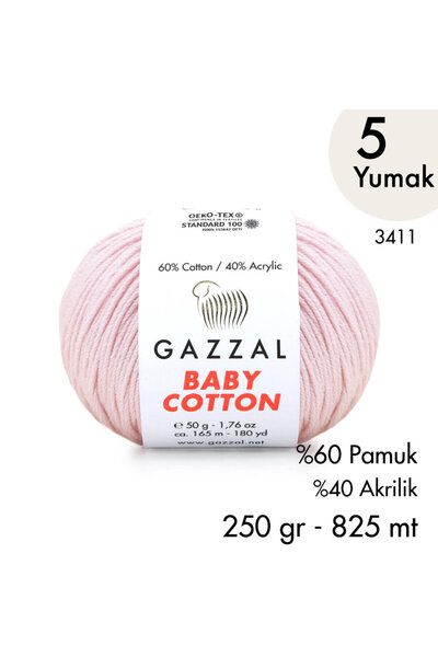 Gazzal Baby Cotton 3411-Yazlık Projeler İçin Hafif ve Konforlu Pamuk İplik - ...