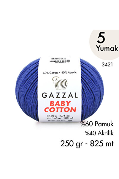 Gazzal Baby Cotton 3421-Yazlık Projeler İçin Hafif ve Konforlu Pamuk İplik - ...