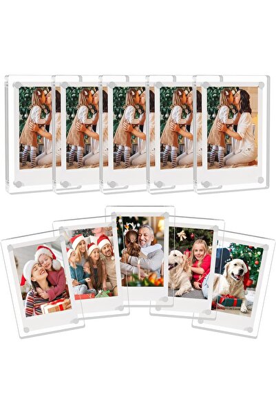 Arabest 10Pcs Acrylic Refrigerator Magnetic Photo Frame,Double Sided Clear Di...