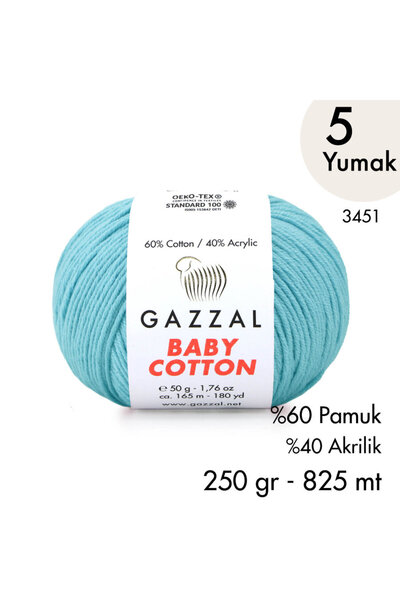 Gazzal Baby Cotton 3451-Yazlık Projeler İçin Hafif ve Konforlu Pamuk İplik - ...
