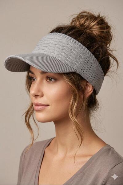 mercantoptan Summer Knitted Textured Women's Visor Hat - Sports Style