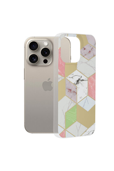 Techsuit Husa pentru iPhone 15 Pro Max, Marble Series, protectie antisoc, mov