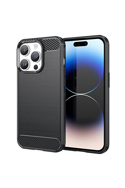 DAMUR Husa Carbon Apple iPhone 14 Pro, Silicon TPU Durabil, Grip Anti-Aluneca...