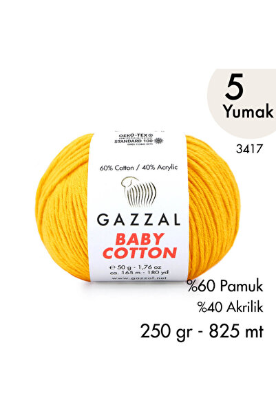 Gazzal Baby Cotton 3417-Yazlık Projeler İçin Hafif ve Konforlu Pamuk İplik - ...