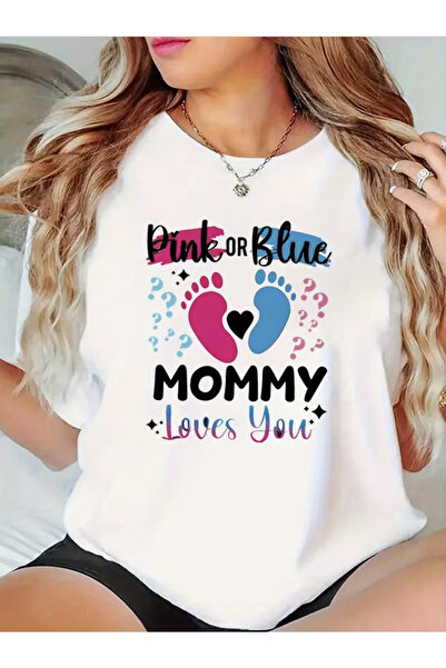 LİNA06 Happy Mother's Day,Adorable Pink or Blue Footprint Mommy Loves You Sum...