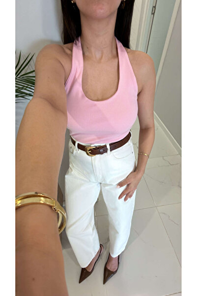 BİRCANÇİL Dlvn Kennis Powder Pink Halter Neck Tank Top