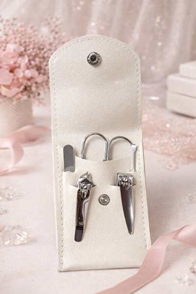 Gift LAB Set for Pedicure and Manicure in a Leather Pouch Color Cream Luxury ...
