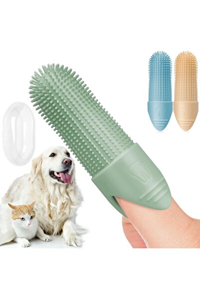 Arabest 3-Pack 360° Food-Grade Silicone Pet Toothbrush Set with Box,Finger Br...