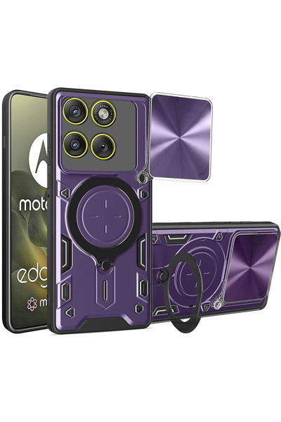 DAMUR Husa LensCover KickStand Motorola Edge 70, Inel Magnetic, Drop Protecti...