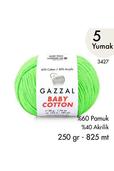 Gazzal Baby Cotton 3427-Yazlık Projeler İçin Hafif ve Konforlu Pamuk İplik - ...