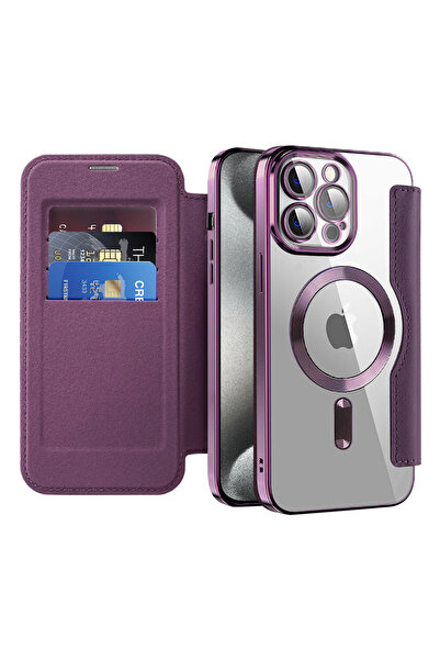 Stef's Cat Θήκη iPhone 15 Pro, Γάτα της Στεφ, Θήκη βιβλίου SmartMag, μωβ