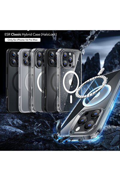 ESR Husa pentru iPhone 16 Pro Max, Classic Hybrid HaloLock, protectie antisoc, negru