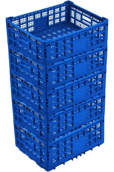 Garvee 52L Heavy Duty Collapsible Plastic Storage Crate, 5pcs
