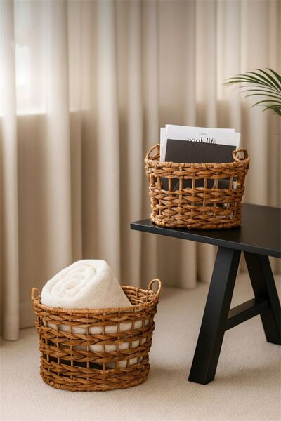 Bayev Σετ 2 καλαθιών με σιδερένιο σκελετό Zare Hasır Water Hyacinth HSR 056 Δ...