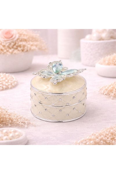 Azay Στρογγυλή Κοσμηματοθήκη 4 εκ. με Πεταλούδα και Στρας – Κουτί Δαχτυλιδιού...