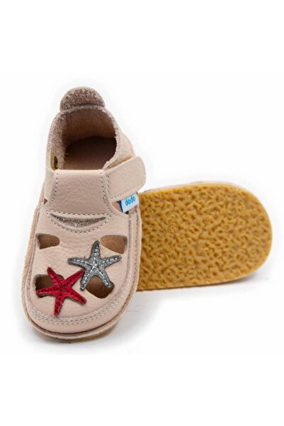 DODO SHOES Sandale copii barefoot Starfish, Culoare Cream din piele naturala,...