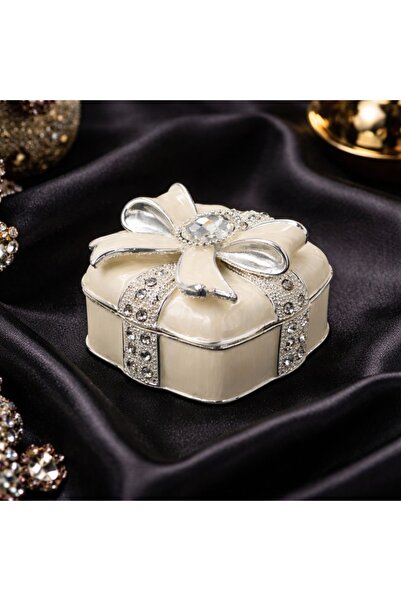 Azay 6x6 εκ. Κοσμηματοθήκη σε σχήμα δώρου με φιόγκο και στρας – Κομψή θήκη κο...