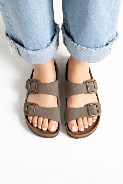 SOFT Άνετες καθημερινές παντόφλες Arizona με διπλό λουράκι - Μπεζ