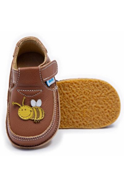 DODO SHOES Pantofi copii barefoot Albinuta Maia, Culoare Camel din piele natu...