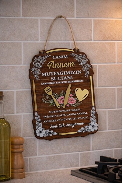ayyıldız hediyelik CANIM ANNEM MUTFAK DUVAR SÜSÜ UV BASKI - 24 x 17 cm - 8690...