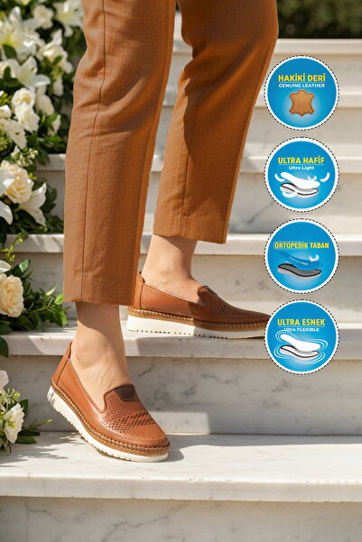 AYAKMOD Γυναικεία Casual Παπούτσια Taba από Γνήσιο Δέρμα Ορθοπεδικά 700 Z