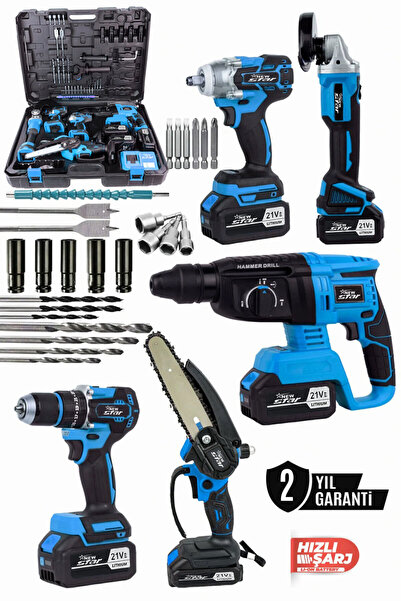 Newstar 5'li Akülü Set Taşlama, Darbeli Somun Sıkma, Kırıcı Delici Hilti, Dar...