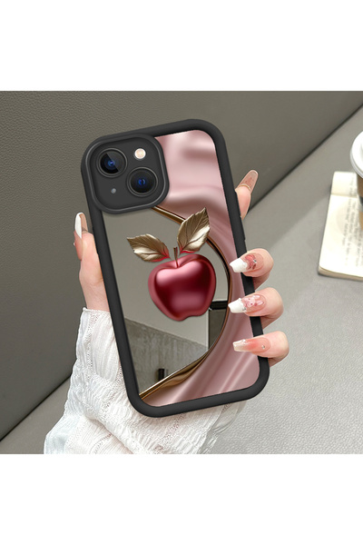 CASEVIBE iPhone 15 Uyumlu Lüks Aynalı Elma Temalı Telefon Kılıfı, Kamera Koru...