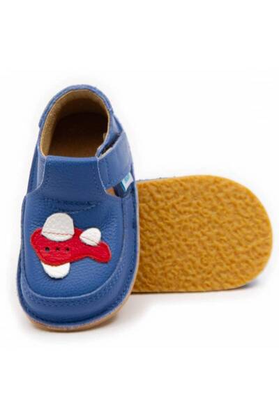 DODO SHOES Pantofi copii barefoot Avion, Culoare Albastru din piele naturala,...