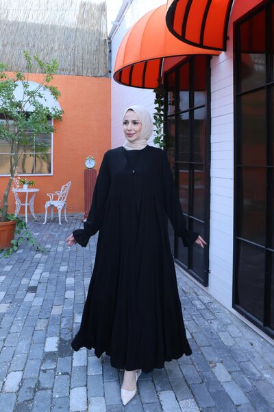 HNT Hayrunnisa Tesettür طقم عمرة نصف كم داخلي أسود HNT7050