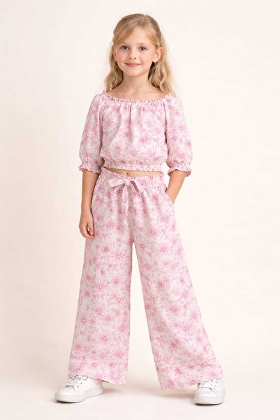 BEBEĞİME ÇORAP Set de muselină pentru fete (bluză și pantaloni)