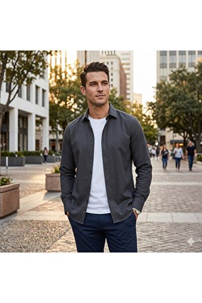 Fine Touch 100% Cotton Men's Long Sleeve Shirt – Stylish, Comfortable, and Su...