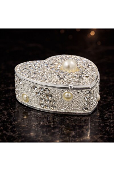 Azay Καρδιόσχημη Κοσμηματοθήκη 5x5 εκ. με Πέρλες και Στρας – Κομψή Θήκη Κοσμη...