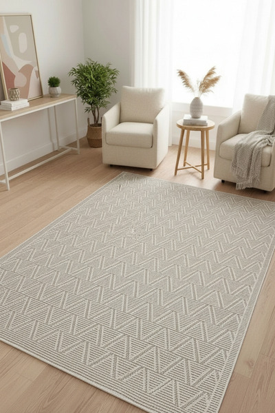 GECE HOME Dijital Kaymaz Baskılı Yıkanabilir Çizgi Desenli Salon Halısı Mutfa...