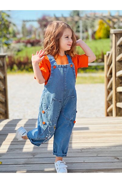 Empressco Unisex Çocuk Salopet Ve Turuncu Tişört Takımı (1-8 YAŞ )