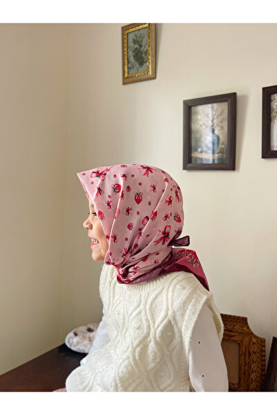 Sin Scarf Çilek Desenli Çocuk Eşarp
