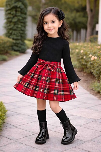 CINARIUM Girl's Seasonal Fabric Outfit April 23 Red Black Show Outfit Skirt a...