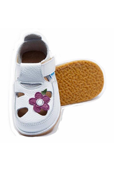 DODO SHOES Sandale copii barefoot Wild Flower, Culoare Alb din piele naturala...