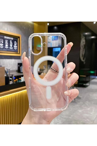 Powerfox İphone 16 Plus Uyumlu Şeffaf Magsafe Magnetik Kablosuz Şarj Destekli...