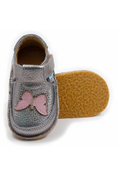 DODO SHOES Pantofi copii barefoot Fluturas, Culoare Argintiu din piele natura...