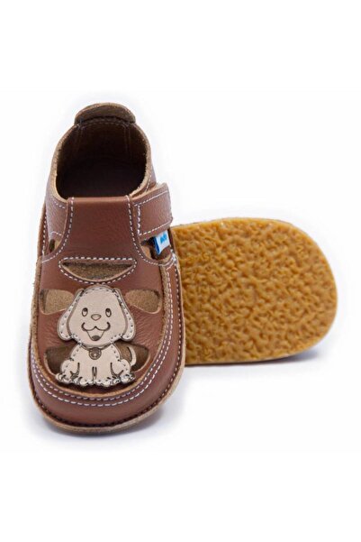 DODO SHOES Sandale copii barefoot Puppy, Culoare Camel din piele naturala, ta...