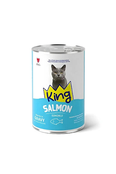 King Kedi Konserve Maması Sos İçinde Et Parçacıklı Somonlu 400g