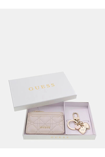 Guess Hediyelik Kartlık ve Anahtarlık Kadın Krem Kutu Seti GFBOXWP6202-STO