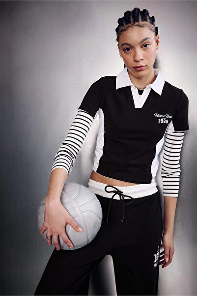 DeFacto G0686AXAR214 Μπλουζάκι πόλο με κοντό μανίκι από ανθρακί NBA Miami Hea...