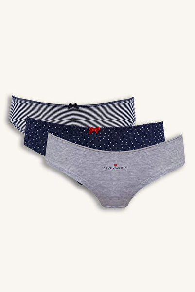 DeFacto F3060Axnv241 Navy Blue 3-Pack Hipster Panties