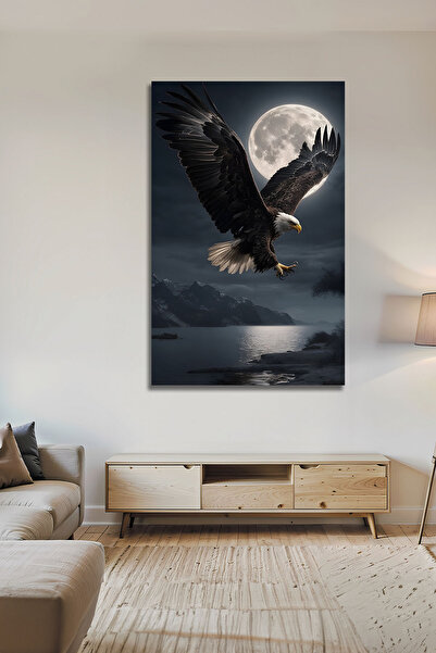B&G DESIGN Pictură decorativă de perete de lux cu tematică Lună Plină și Vult...