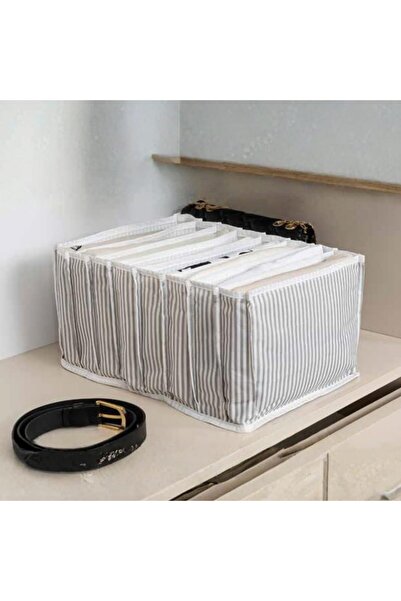 Bluendy Οργανωτής ακορντεόν με διαχωριστικά συρταριών, γκρι ριγέ, αναδιπλούμε...