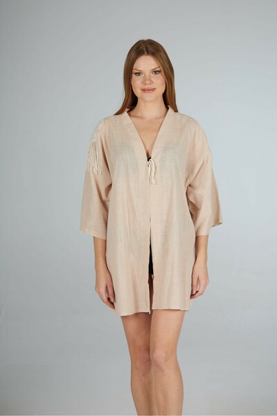 Estiva Shoulder Embroidered Plain Cotton Pareo