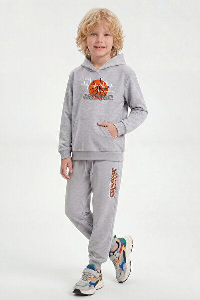 panios kids Set de trening pentru băieți cu glugă, buzunar tip cangur și impr...