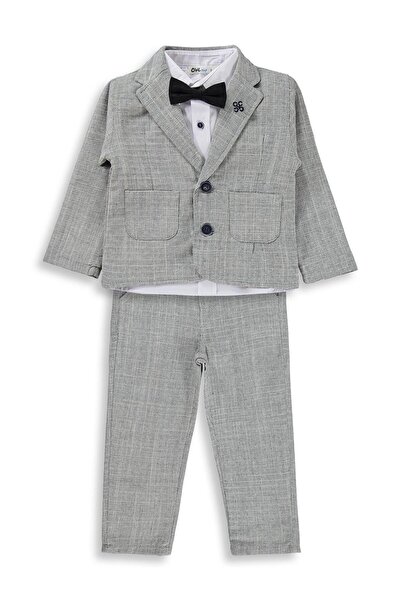 Civil Boys 3-Piece Linen Set with Jacket for 2-5 Years Old - Gray